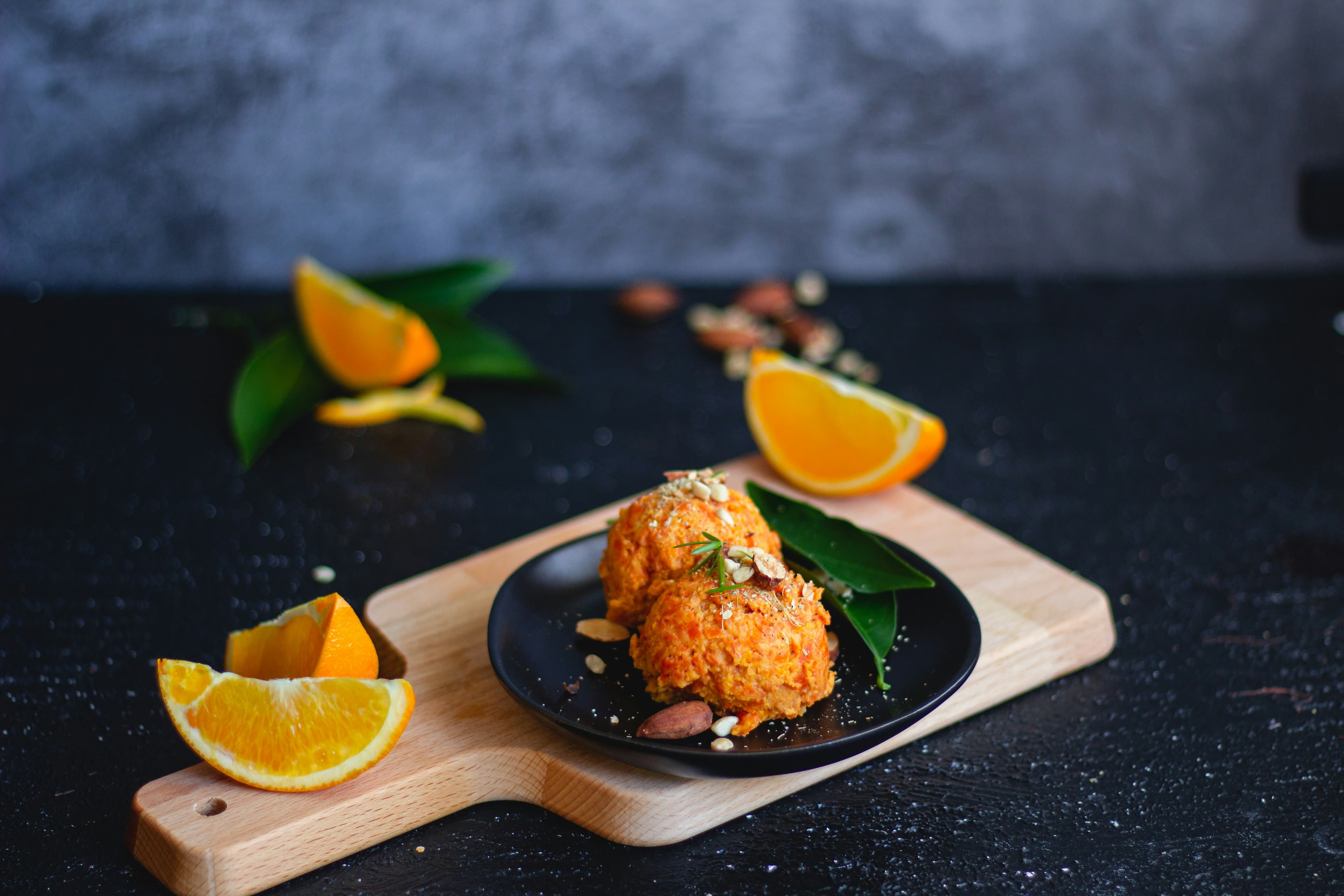 Elegant Indian dessert with orange slices